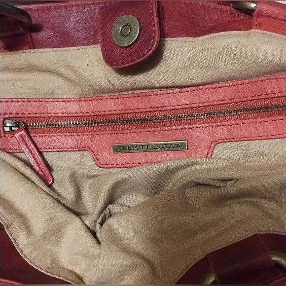 Elliott Lucca Genuine PIG Leather Orange Weaved Large Hobo Handbag - Picture 10 of 13